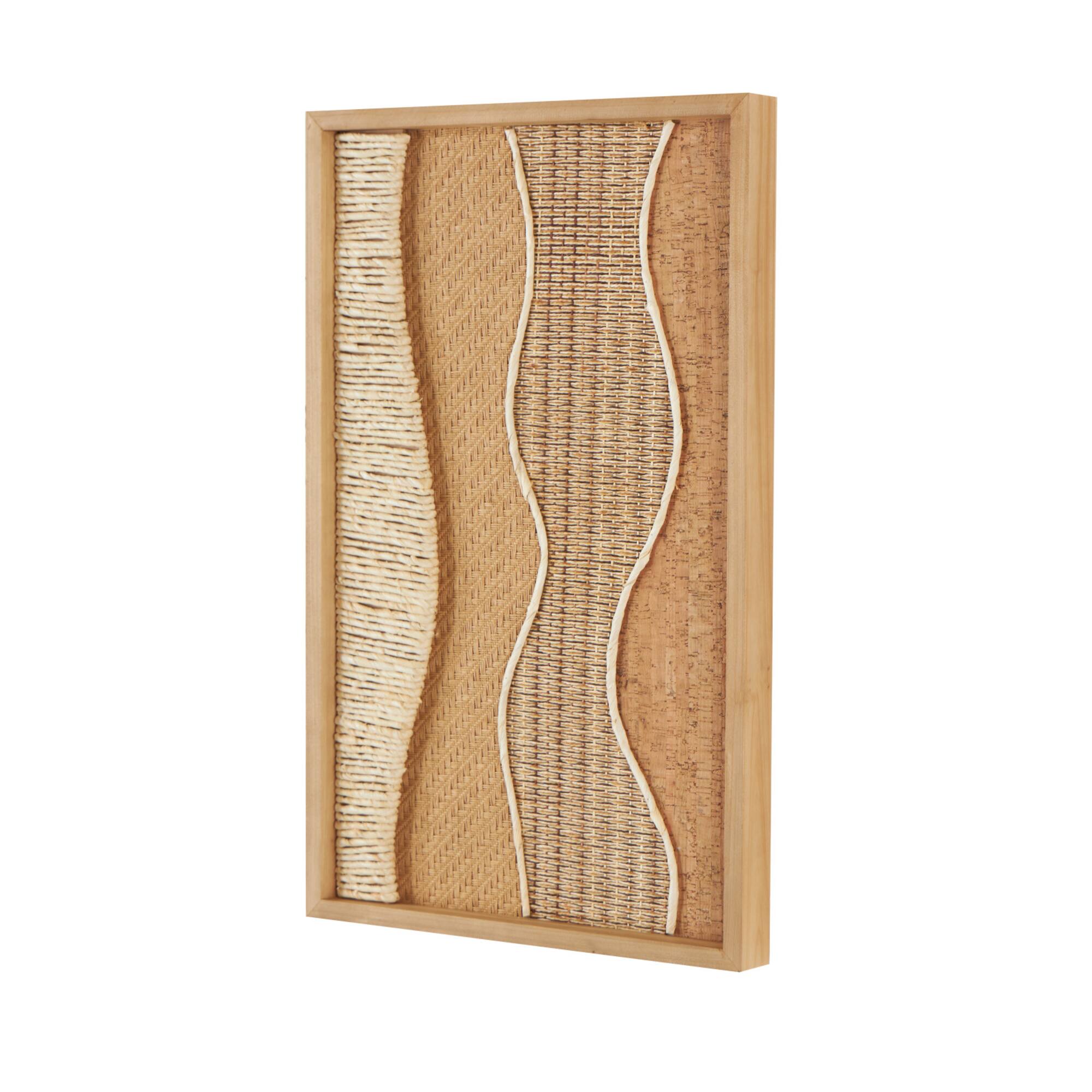 15" x 23" Handmade Brown Wood Abstract Wall Décor with Dimensional Wavy Design
